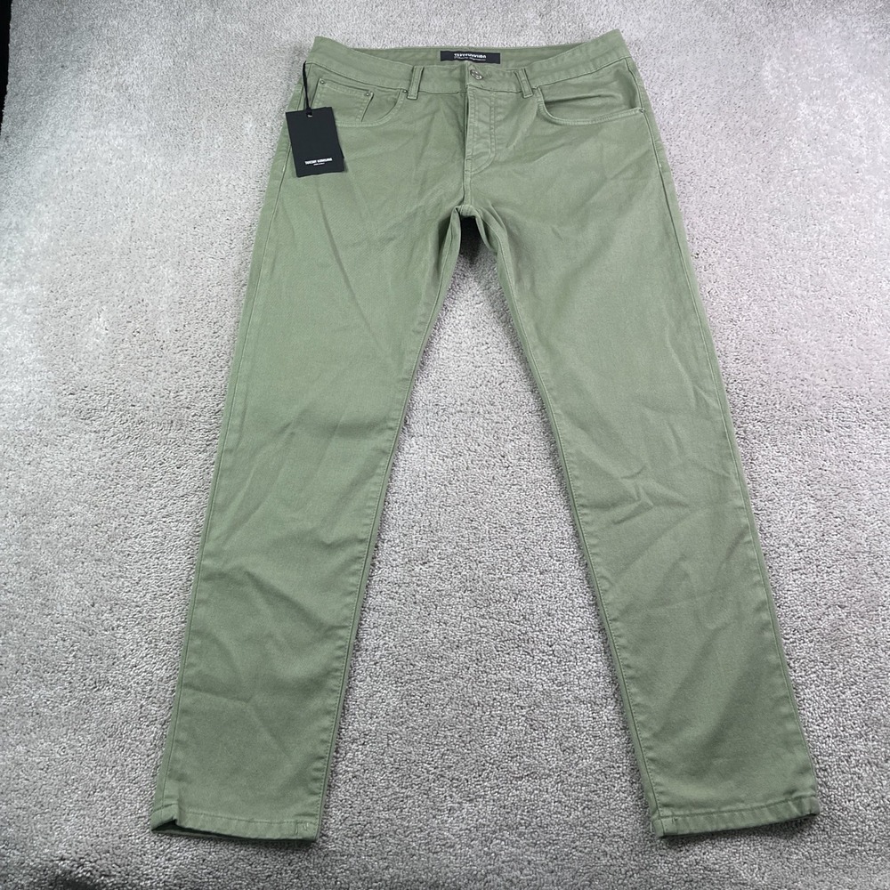 NEW Takeshy Kurosawa Pants Mens 35x30 Green Slim Chino Bull Sawa Made in Italy